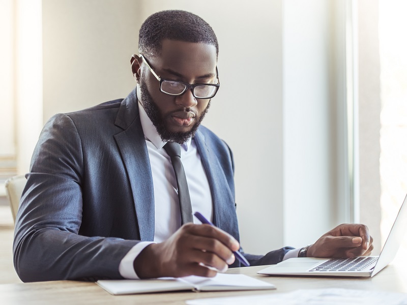 handsome afro american businessman